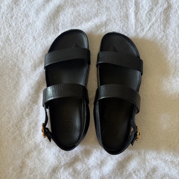TORY BURCH Calf Leather Sport Sandals, Color Black,  Size 8 (Style No 88339) - Picture 1 of 16